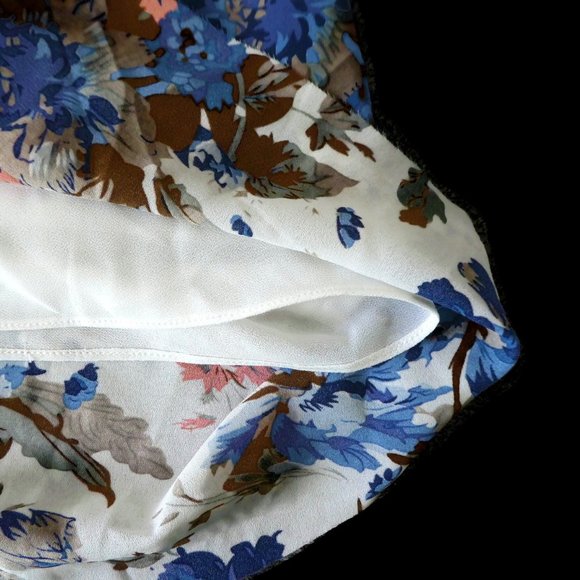 Velvet Space 46 Skirt Midi Floral Lined Velvet Waistband Side Zip Full S - Picture 7 of 8